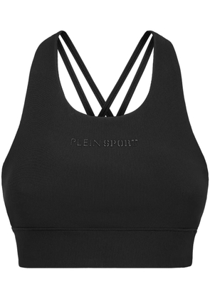 Plein Sport logo-embossed compression top - Black