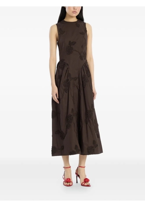 ROTATE BIRGER CHRISTENSEN flower-detail midi dress - Brown