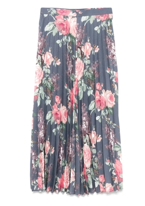 Junya Watanabe floral-print midi skirt - Blue