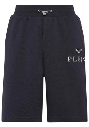 Philipp Plein logo-plaque cotton-blend shorts - Blue