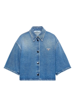 Prada triangle-logo short-sleeved shirt - Blue