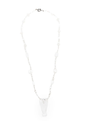KUNDO carved crystal angel necklace - White