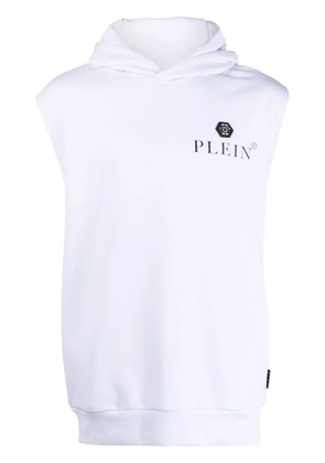 Philipp Plein logo-print sleeveless hoodie - White