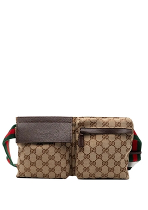 Gucci Pre-Owned 2000-2015 GG Canvas Web Double Pocket belt bag - Brown