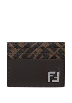 FENDI logo-plaque card holder - Brown