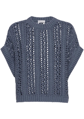 Brunello Cucinelli open-knit top - Blue