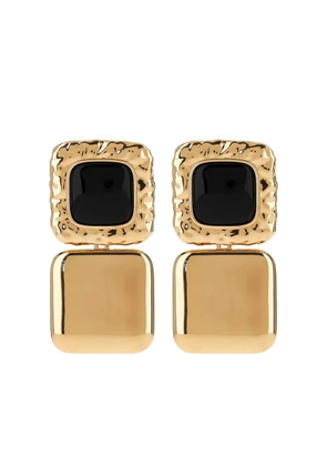 Self-Portrait textured square earrings - Gold