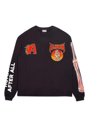 ALL HUMAN Last Call flaming-patch graphic long-sleeve T-shirt - Black