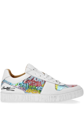 Philipp Plein graffiti-print lace-up sneakers - White