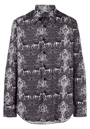 Billionaire lion-print cotton shirt - Black