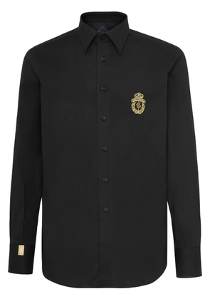 Billionaire Gordon crest-embroidered poplin shirt - Black