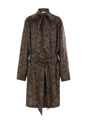 Saint Laurent paisley-print silk dress - Brown
