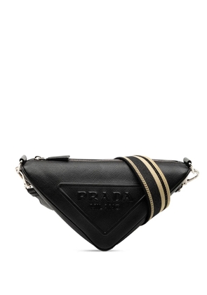 Prada Pre-Owned 2013-2025 Saffiano Triangle Logo crossbody bag - Black