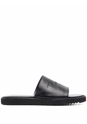 Billionaire Leather Flat Gummy Sandals - Black