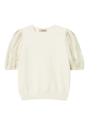 TWINSET lace-sleeve top - Neutrals