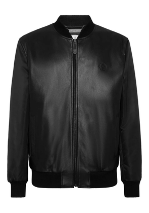 Philipp Plein logo-print bomber jacket - Black