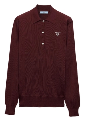 Prada embroidered-logo silk polo shirt