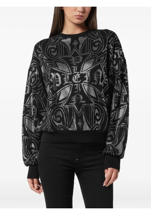 Philipp Plein strass gothic sweatshirt - Black