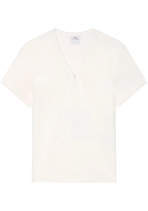 Courrèges V-neck cotton-blend T-shirt - White