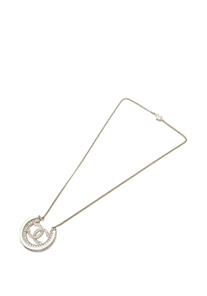 CHANEL Pre-Owned 2021 Gold Plated CC Rhinestone Pendant Necklace costume necklace