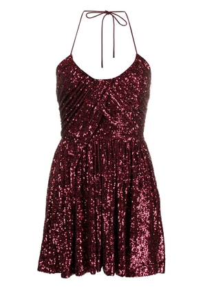 Saint Laurent sequinned pleated mini dress - Red