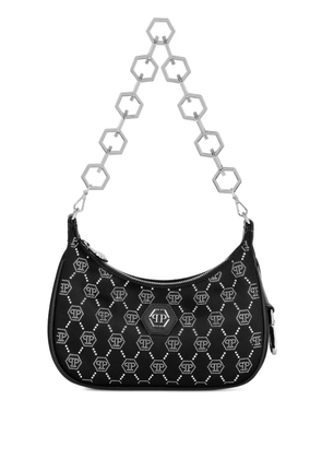 Philipp Plein monogram-pattern satin shoulder bag - Black