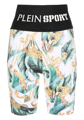 Plein Sport logo-waistband cycling shorts - White