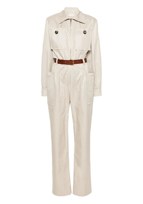 Saint Laurent belted cotton jumpsuit - Neutrals