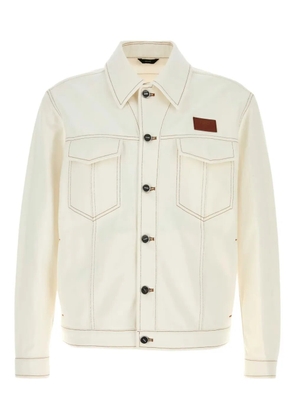 FENDI Jeans contrast-stitch denim jacket - White