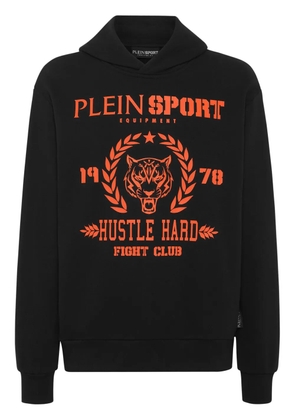 Plein Sport logo-print cotton-blend hoodie - Black