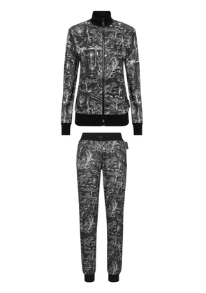 Plein Sport logo-plaque graphic-print tracksuit set - Black