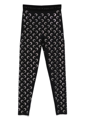 Marine Serre Crescent Moon-embellished leggings - Black