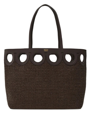 Ferragamo large raffia tote bag - Brown