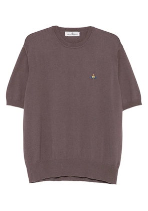 Vivienne Westwood logo-embroidered short-sleeve sweater - Brown