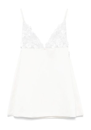 Elisabetta Franchi floral-appliqué mini dress - White