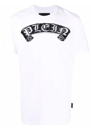 Philipp Plein rhinestone-embellished branded T-shirt - White
