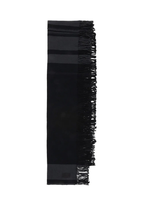 Y's striped fringe scarf - Black