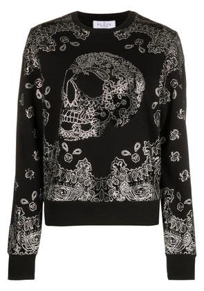 Philipp Plein skull-bandana cotton-blend sweatshirt - Black