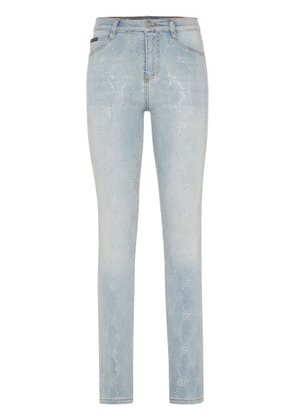 Philipp Plein monogram high-waisted jegging trousers - Blue