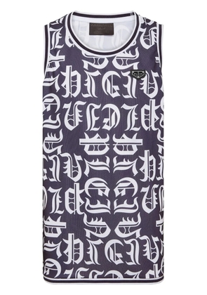 Philipp Plein all-over logo-print tank top - Blue