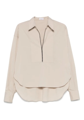 Brunello Cucinelli cotton-blend blouse - Neutrals