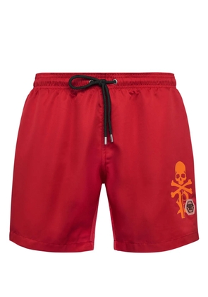 Philipp Plein logo-print swim shorts - Red