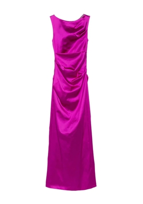 Talbot Runhof sleeveless draped satin dress - Purple