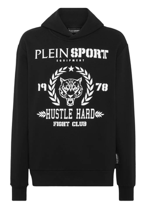 Plein Sport logo-print cotton-blend hoodie - Black