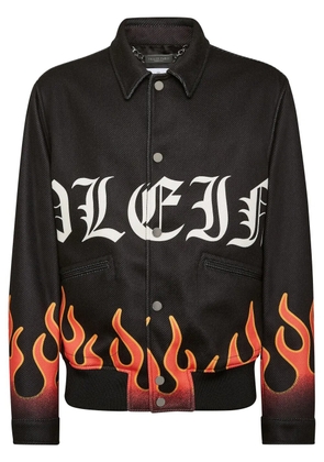 Philipp Plein Flame-print bomber jacket - Black