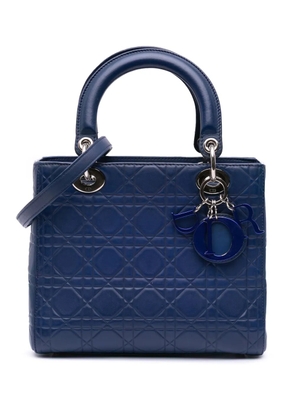 Christian Dior Pre-Owned 2013 Medium Ultra Matte Calfskin Embossed Cannage Lady Dior satchel - Blue