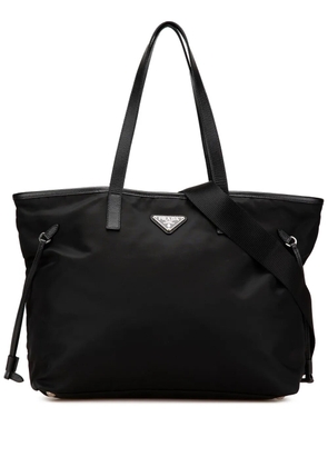 Prada Pre-Owned 2013-2024 Tessuto Saffiano Trimmed Open Convertible Tote satchel - Black