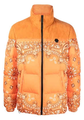 Philipp Plein bandana-print padded jacket - Orange