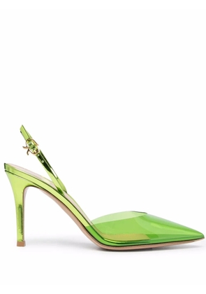 Gianvito Rossi Ribbon D'Orsay 85mm transparent pumps - Green