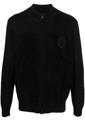 Billionaire embroidered-logo detail knit jacket - Black